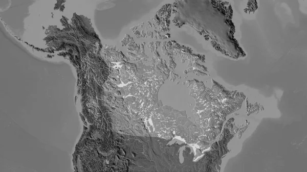 立体投影中的双圆弧高程地图上的加拿大区域 栅格层的原始成分 — 图库照片