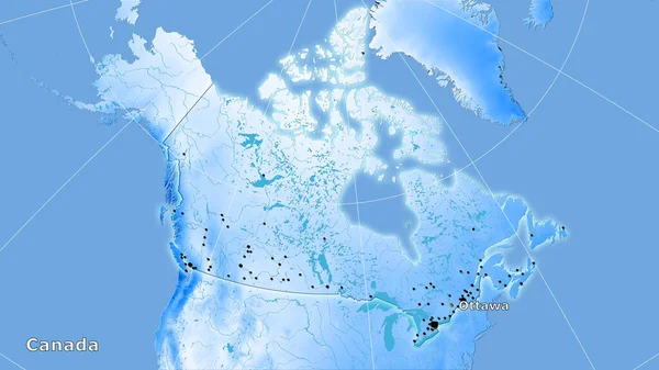 Canada Area Annual Precipitation Map Stereographic Projection Main Composition — Stock Photo, Image