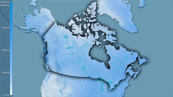 Precipitação Quarto Mais Quente Dentro Área Canadá Projeção Estereográfica Com — Fotografia de Stock