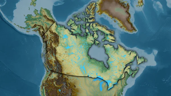 Kanada Plocha Topografické Reliéfní Mapě Stereografické Projekci Hrubé Složení Rastrových — Stock fotografie