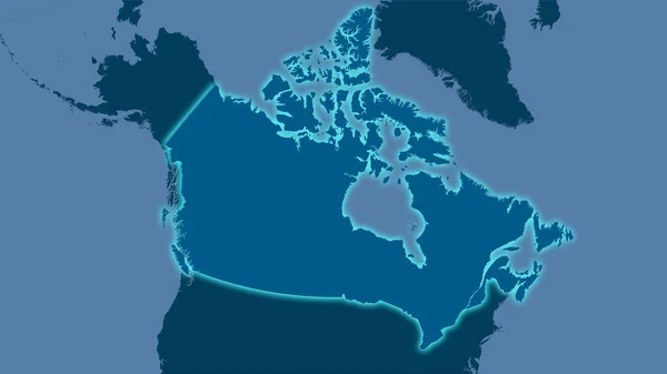 Περιοχή Του Καναδά Στον Συμπαγή Χάρτη Στην Στερεογραφική Προβολή Ακατέργαστη — Φωτογραφία Αρχείου