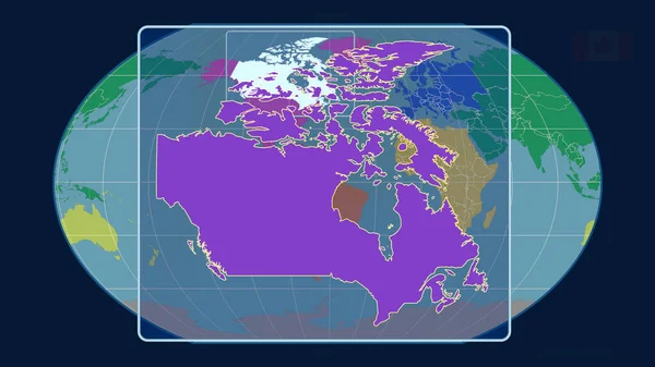 Vista Ampliada Del Contorno Canadá Con Líneas Perspectiva Contra Mapa —  Fotos de Stock