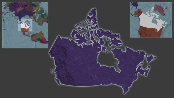 Close Canadá Sua Localização Região Centro Mapa Mundial Grande Escala — Fotografia de Stock
