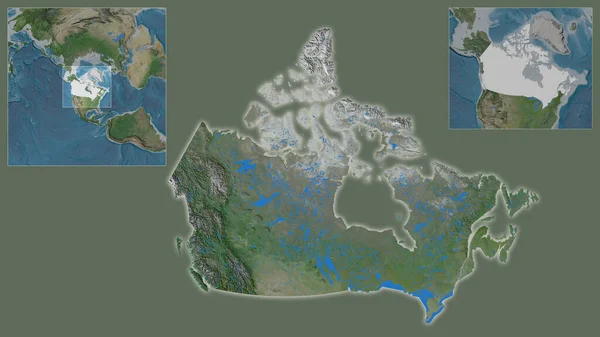 Zbliżenie Kanady Jej Lokalizacji Regionie Centrum Dużą Skalę Światowej Mapy — Zdjęcie stockowe
