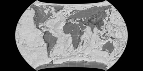 Weltkarte Galopp Polykonische Projektion Zentriert Auf Ost Längengrad Bilevel Topographische — Stockfoto