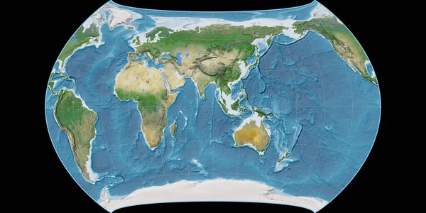 Mapa Świata Projekcji Canters Polyconic Skupiona Wschodniej Długości Geograficznej Zdjęcia — Zdjęcie stockowe