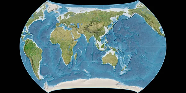 Mapa Del Mundo Canters Proyección Policónica Centrada Longitud Este Imágenes — Foto de Stock