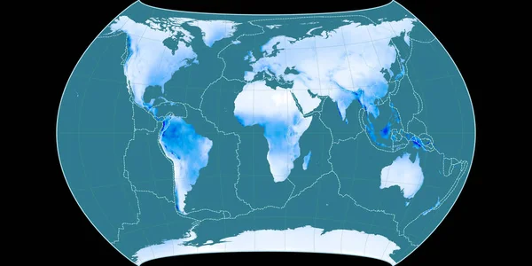 Weltkarte Galopp Polykonische Projektion Zentriert Auf Ost Längengrad Mittlere Jährliche — Stockfoto