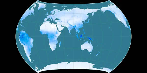 World Map Canters Polyconic Projection Centered East Longitude Mean Annual — Stock Photo, Image