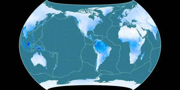 Carte Monde Dans Projection Polyconique Canters Centrée Sur Longitude Ouest — Photo