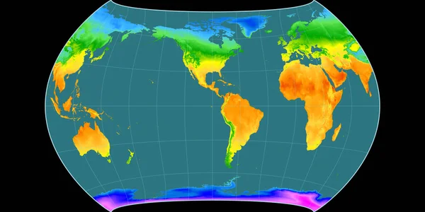 Světová Mapa Canters Polyconic Projekce Soustředí Západní Délky Průměrná Roční — Stock fotografie