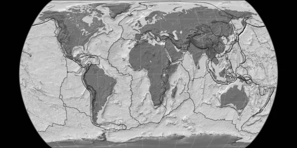 Παγκόσμιος Χάρτης Στο Canters Pseudocylindric Προβολή Επικεντρώνεται Ανατολικό Γεωγραφικό Μήκος — Φωτογραφία Αρχείου