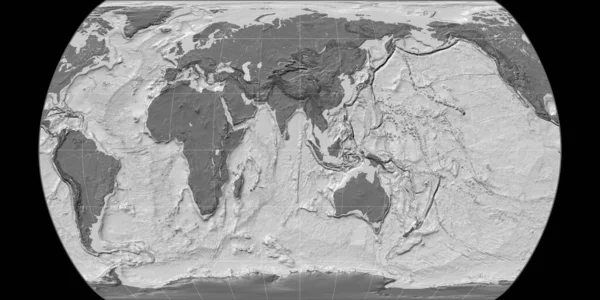 Παγκόσμιος Χάρτης Στο Canters Pseudocylindric Προβολή Επικεντρώνεται Στο Ανατολικό Γεωγραφικό — Φωτογραφία Αρχείου