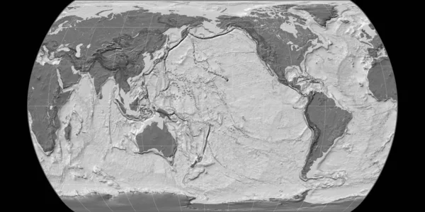 Weltkarte Galopp Pseudozylindrische Projektion Zentriert Auf 170 West Längengrad Bilevel — Stockfoto