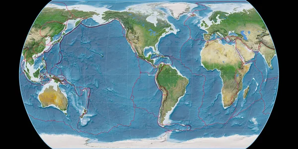 Mapa Del Mundo Los Canters Proyección Pseudocilíndrica Centrada Longitud Oeste — Foto de Stock