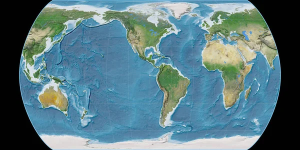 Mapa Del Mundo Los Canters Proyección Pseudocilíndrica Centrada Longitud Oeste — Foto de Stock