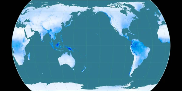 Mapa Mundo Projeção Canters Pseudocylindric Centrada 170 Longitude Ocidental Mapa — Fotografia de Stock