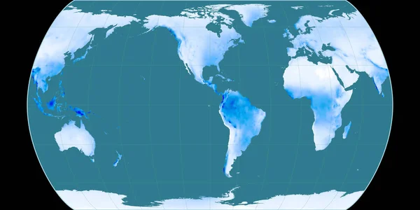 Παγκόσμιος Χάρτης Στο Canters Pseudocylindric Προβολή Επικεντρώνεται Στο Δυτικό Γεωγραφικό — Φωτογραφία Αρχείου