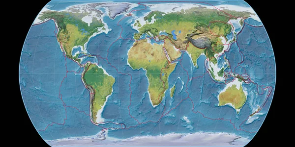 Mapa Del Mundo Los Canters Proyección Pseudocilíndrica Centrada Longitud Este — Foto de Stock