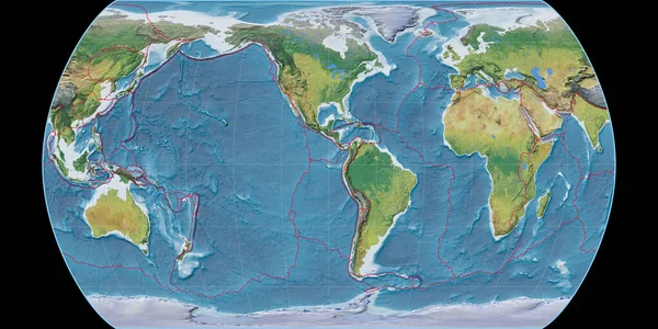 Mapa Del Mundo Los Canters Proyección Pseudocilíndrica Centrada Longitud Oeste — Foto de Stock