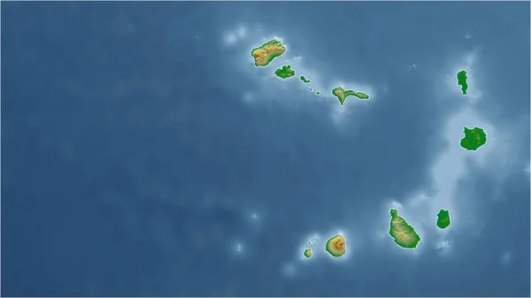 Cabo Verde Perspectiva Close País Sem Esboço Cor Mapa Físico — Fotografia de Stock