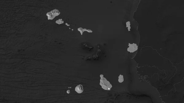 ベルデ岬のハイライトエリアとその周辺の地図上の首都ポイント 標高マップ — ストック写真