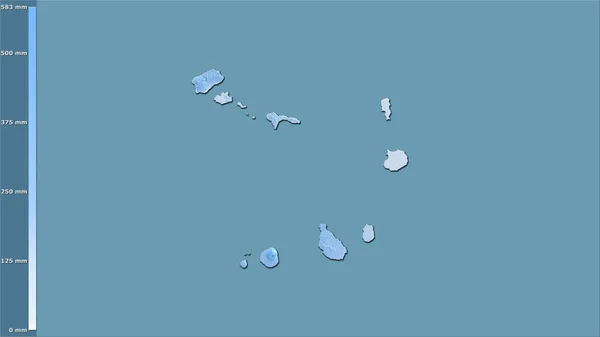 Annual Precipitation Cape Verde Area Stereographic Projection Legend Raw Composition — Stock Photo, Image