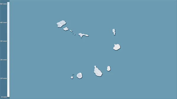 Efsanevi Stereografik Projeksiyonda Cape Verde Bölgesinin Soğuk Çeyreğinin Yağışı Raster — Stok fotoğraf