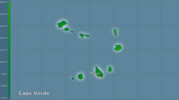 Variazione Media Annua Temperatura Nell Area Capo Verde Nella Proiezione — Foto Stock