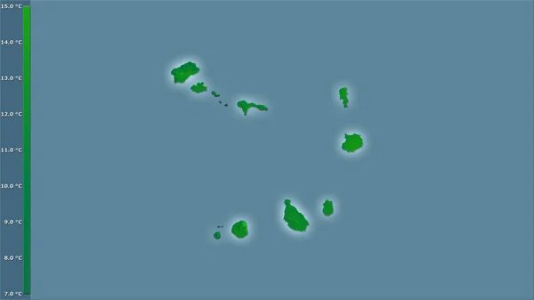 Genomsnittlig Årlig Temperaturvariation Inom Kap Verde Området Stereografisk Projektion Med — Stockfoto