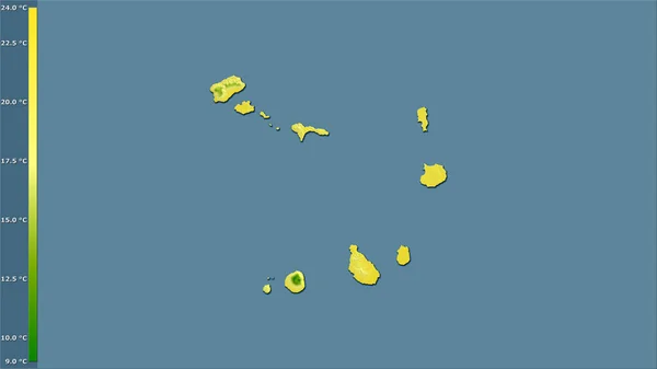 Durchschnittstemperatur Des Kältesten Viertels Innerhalb Der Kapverdischen Region Der Stereographischen — Stockfoto