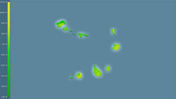 Среднее Дневное Изменение Температуры Области Кабо Верде Стереографической Проекции Легендой — стоковое фото