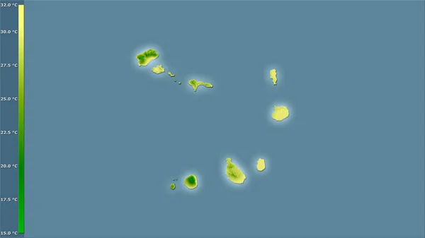 Maximum Temperature Warmest Month Cape Verde Area Stereographic Projection Legend — Stock Photo, Image