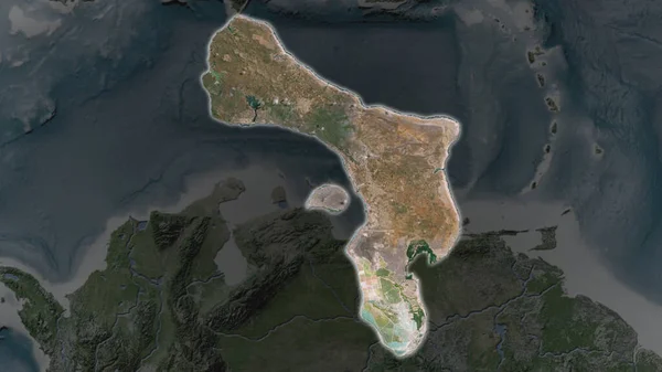 Bonaire Gebied Vergroot Gloeide Een Donkere Achtergrond Van Haar Omgeving — Stockfoto