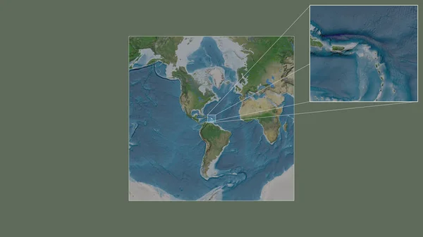 Área Ampliada Ampliada Caribbean Netherlands Saba Extraída Del Mapa Gran — Foto de Stock