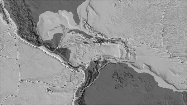 Tektonik Plakalar Karayipler Plaka Bölgesine Komşu Bölgelerin Bilek Yüksekliği Haritasında — Stok fotoğraf