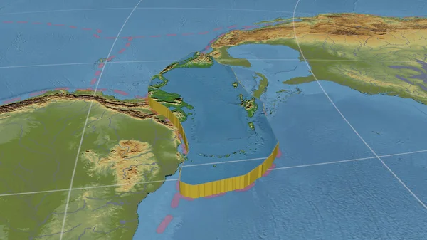 Piastra Tettonica Caraibica Allargata Estrusa Ruotata Verso Est Mappa Fisica — Foto Stock