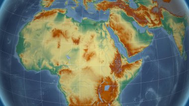- Chad. Mahalle - ülkenin dış hatlarıyla uzak perspektif. topografik yardım haritası