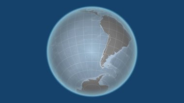 Şili. Mahalle - ülkenin dış hatlarıyla uzak perspektif. Gri tonlama yükseklik haritası