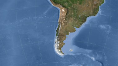 Şili ve çevresi. Uzak eğimli perspektif - özet yok. uydu resimleri