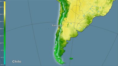 Efsanevi stereografik projeksiyonda Şili bölgesindeki en sıcak ayın maksimum sıcaklığı - ana bileşim