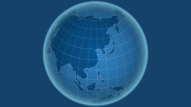 Çin. Mahalle - dış hatları olmayan uzak perspektif. Sadece şekiller - kara / okyanus maskesi