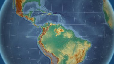 Kolombiya 'da. Mahalle - dış hatları olmayan uzak perspektif. topografik yardım haritası