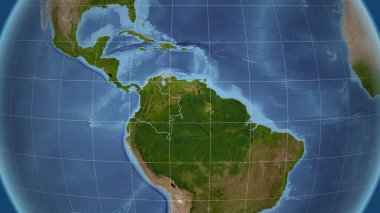 Kolombiya 'da. Mahalle - ülkenin dış hatlarıyla uzak perspektif. uydu resimleri