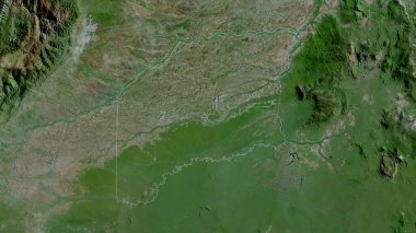 Vichada, Kolombiya komiseri. Uydu görüntüleri. Ülke alanına göre şekillendirilmiş. 3B görüntüleme