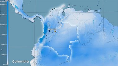 Kolombiya bölgesindeki en kuru çeyrekliğin efsanevi stereografik projeksiyonla yağışı - ana kompozisyon