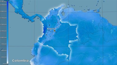 Kolombiya bölgesindeki en nemli çeyrekliğin efsanevi stereografik projeksiyonla yağışı - ana kompozisyon