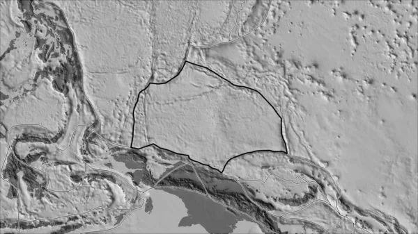 グリンテンI予測 斜めの変換 の二階の標高マップ上の隣接するプレートの概要キャロライン地殻プレートと境界 — ストック写真