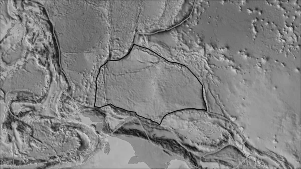 Outlined Caroline Tectonic Plate Borders Adjacent Plates Grayscale Map Van — Stock Photo, Image