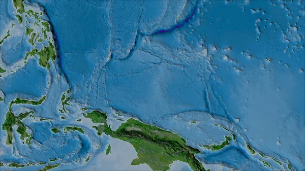 Caroline Tectonic Plate Satellite Map Van Der Grinten Projection Oblique — 스톡 사진